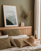 Morning Mist I by Deborah Revell. shown as a paper print in a natural frame. Available as a archival giclee rolled canvas, fine art paper, or poster print. SKU 92030h.