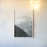 Morning Mist I by Deborah Revell. shown as a paper print in a white frame. Available as a archival giclee rolled canvas, fine art paper, or poster print. SKU 92030h.