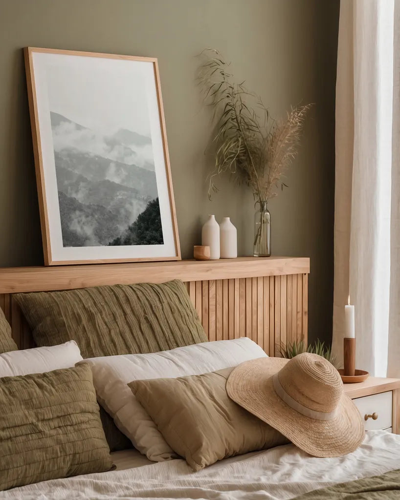 Morning Mist II by Deborah Revell. shown as a paper print in a natural frame. Available as a archival giclee rolled canvas, fine art paper, or poster print. SKU 92031h.