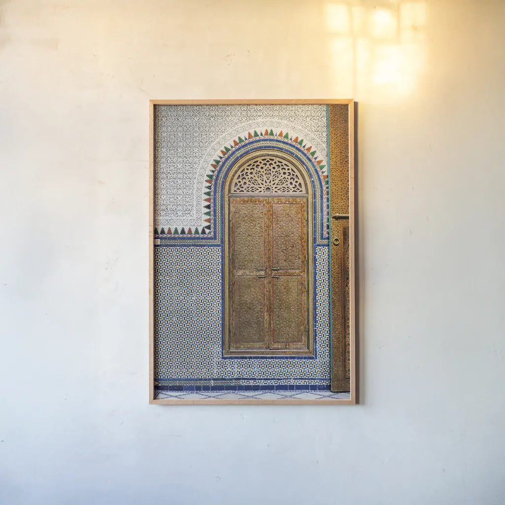 Morocco I by Deborah Revell. shown as a paper print in a natural frame. Available as a archival giclee rolled canvas, fine art paper, or poster print. SKU 94342h.