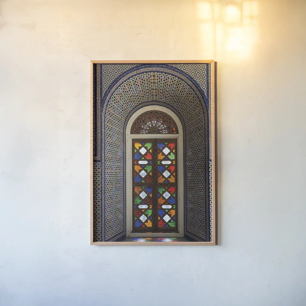 Morocco II by Deborah Revell. shown as a paper print in a natural frame. Available as a archival giclee rolled canvas, fine art paper, or poster print. SKU 94343h.