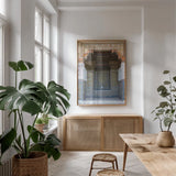 Morocco III by Deborah Revell. shown as a print in a natural wood frame in a dining room. Available as a archival giclee rolled canvas, fine art paper, or poster print. SKU 94344h.