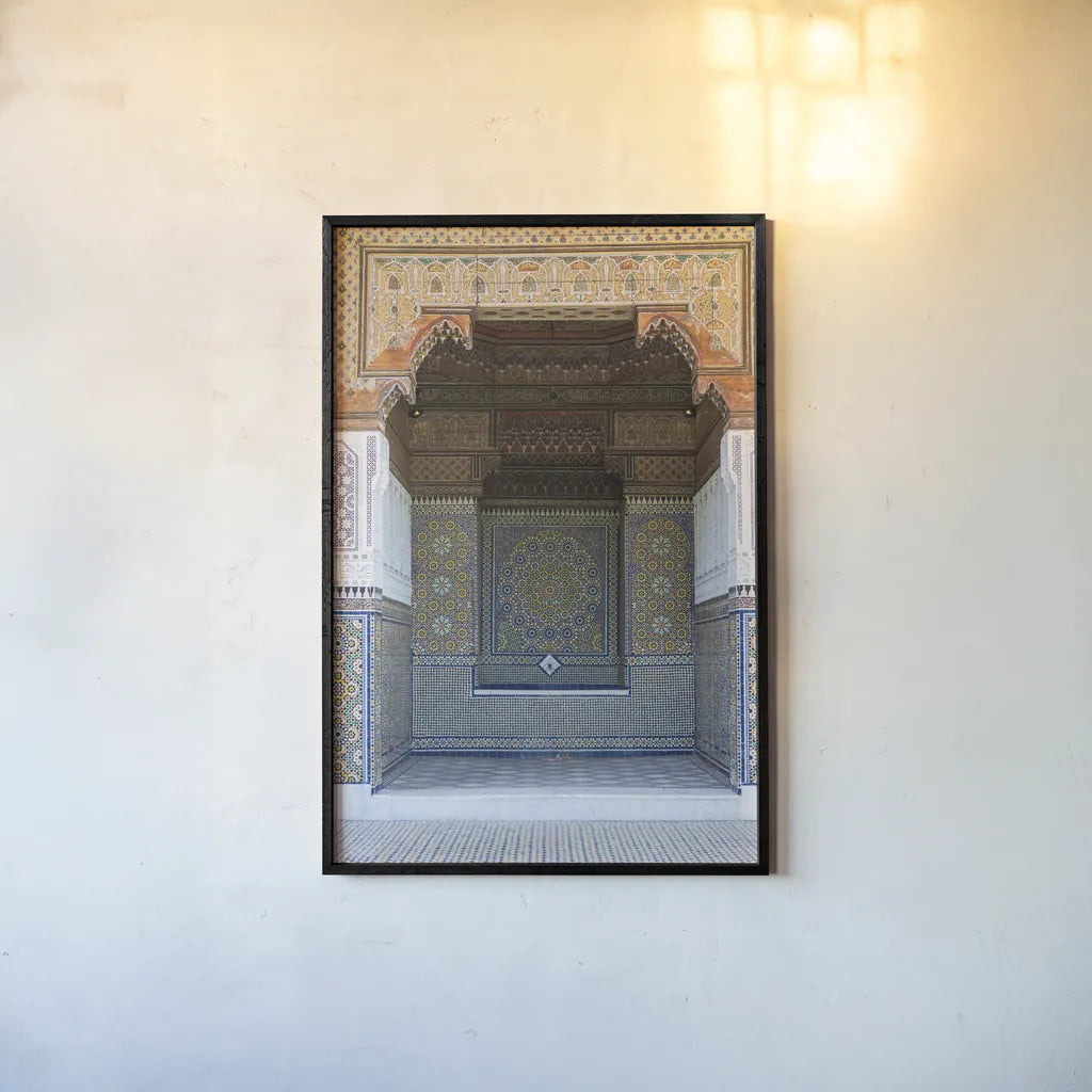 Morocco III by Deborah Revell. shown as a paper print in a black flame. Available as a archival giclee rolled canvas, fine art paper, or poster print. SKU 94344h.