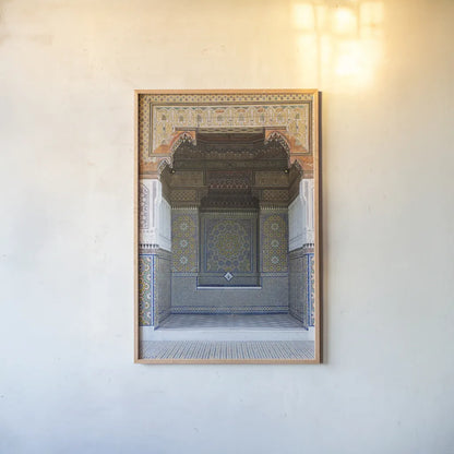 Morocco III by Deborah Revell. shown as a paper print in a natural frame. Available as a archival giclee rolled canvas, fine art paper, or poster print. SKU 94344h.
