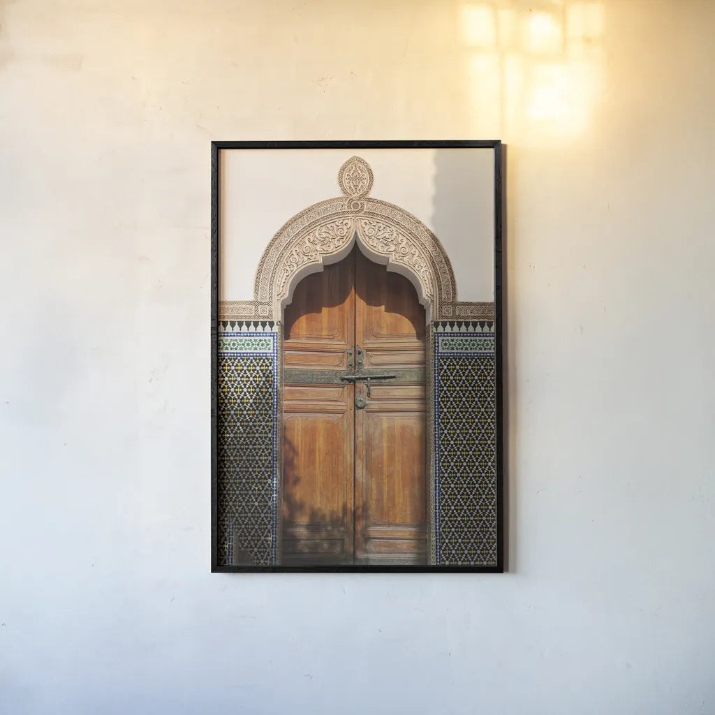 Morocco IV by Deborah Revell. shown as a paper print in a black flame. Available as a archival giclee rolled canvas, fine art paper, or poster print. SKU 94345h.