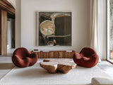 Old Sport III by Deborah Revell. Shown as extra-large giant wall art in a modern living room. Available as an archival giclee rolled canvas, fine art paper, or poster print. SKU 96049a.