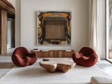 Old Sport IV by Deborah Revell. Shown as extra-large giant wall art in a modern living room. Available as an archival giclee rolled canvas, fine art paper, or poster print. SKU 96050a.