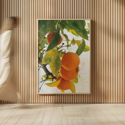 Oranges I by Deborah Revell. shown as over sized large wall art. Available as an archival giclee rolled canvas, fine art paper, or poster print. SKU 94128h.