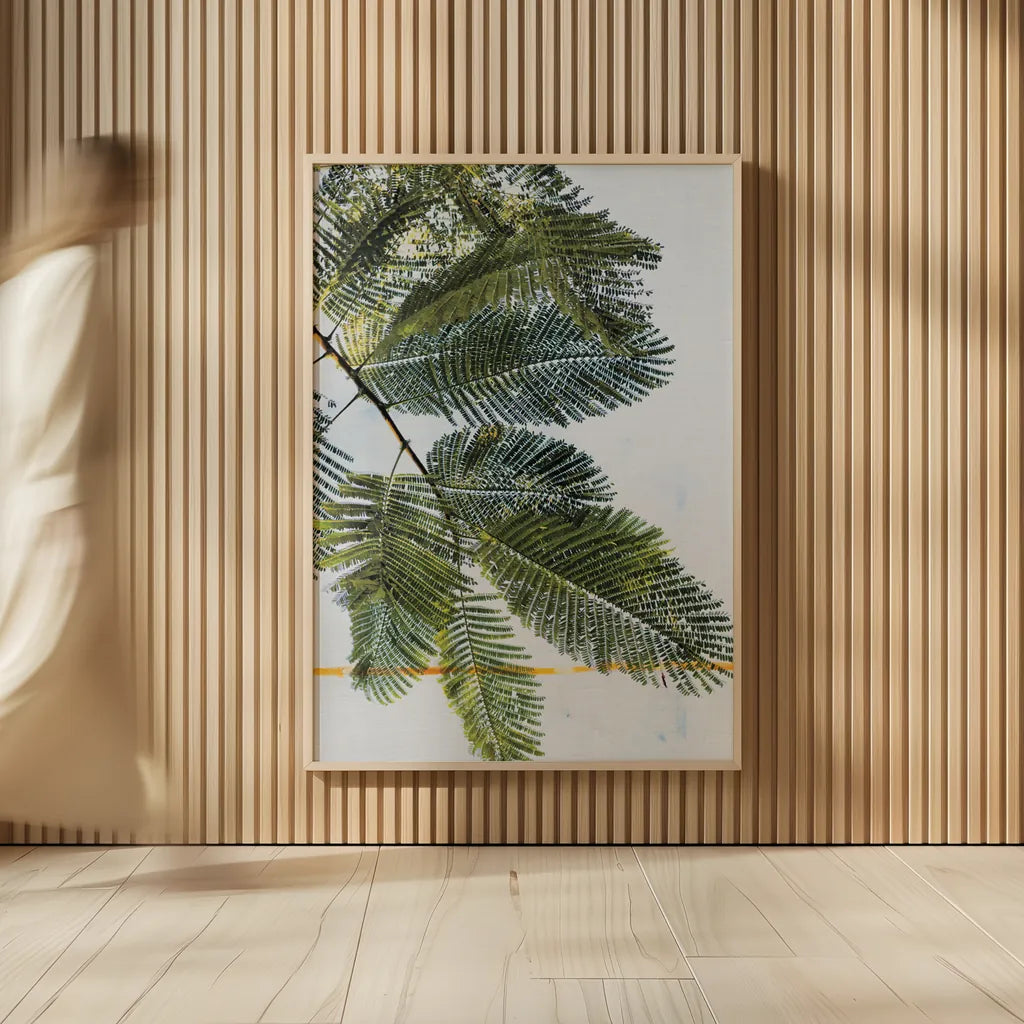 Palm Branch by Deborah Revell. shown as over sized large wall art. Available as an archival giclee rolled canvas, fine art paper, or poster print. SKU 91855h.