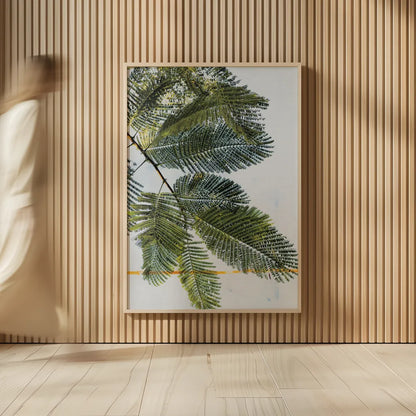 Palm Branch by Deborah Revell. shown as over sized large wall art. Available as an archival giclee rolled canvas, fine art paper, or poster print. SKU 91855h.