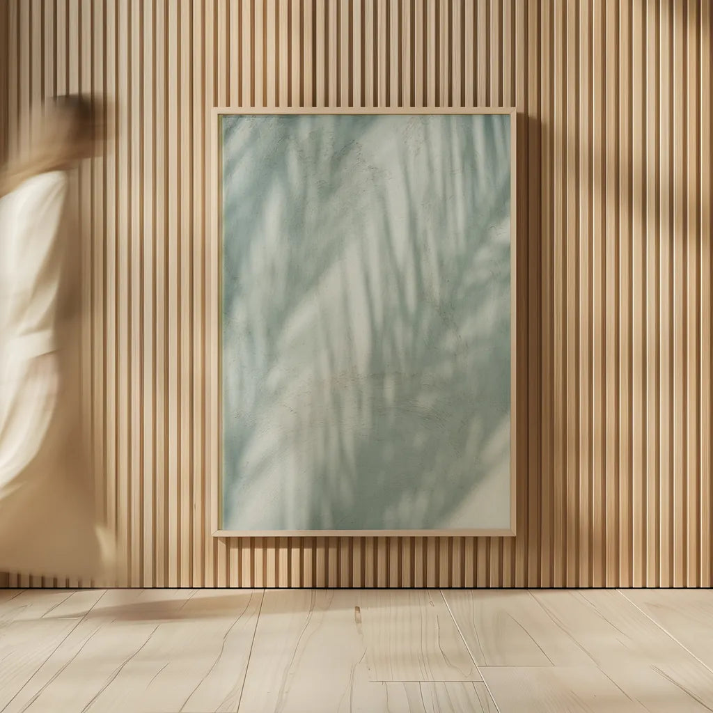 Palm Shadow III by Deborah Revell. shown as over sized large wall art. Available as an archival giclee rolled canvas, fine art paper, or poster print. SKU 94356h.