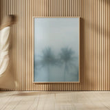 Palms in the Mist I by Deborah Revell. shown as over sized large wall art. Available as an archival giclee rolled canvas, fine art paper, or poster print. SKU 104906h.