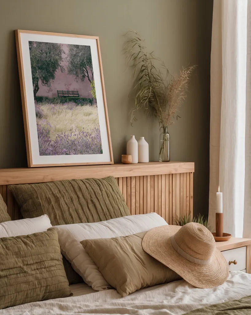 Paradise I by Deborah Revell. shown as a paper print in a natural frame. Available as a archival giclee rolled canvas, fine art paper, or poster print. SKU 94373h.