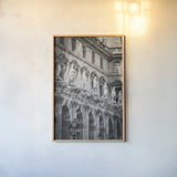 Paris Architecture I by Deborah Revell. shown as a paper print in a natural frame. Available as a archival giclee rolled canvas, fine art paper, or poster print. SKU 93486h.