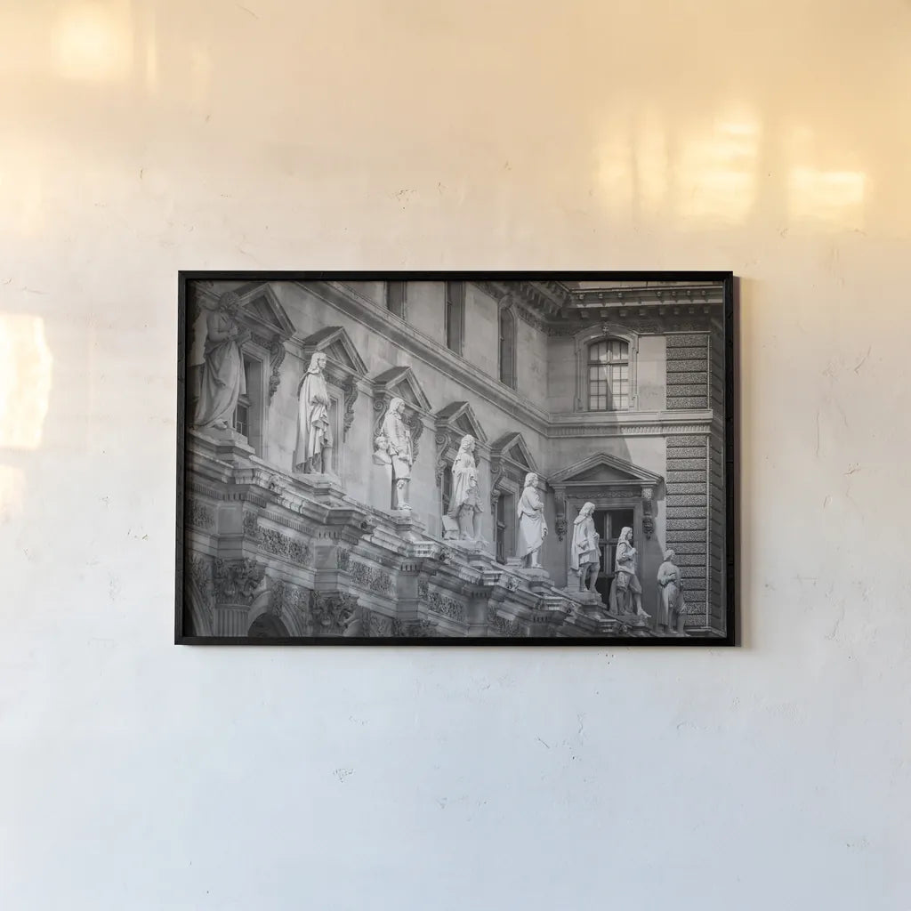 Paris Architecture II by Deborah Revell. shown as a paper print in a black flame. Available as a archival giclee rolled canvas, fine art paper, or poster print. SKU 93487i.