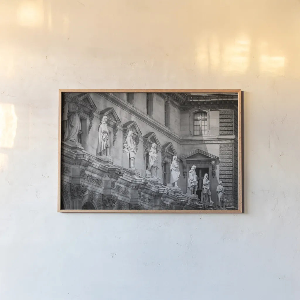 Paris Architecture II by Deborah Revell. shown as a paper print in a natural frame. Available as a archival giclee rolled canvas, fine art paper, or poster print. SKU 93487i.