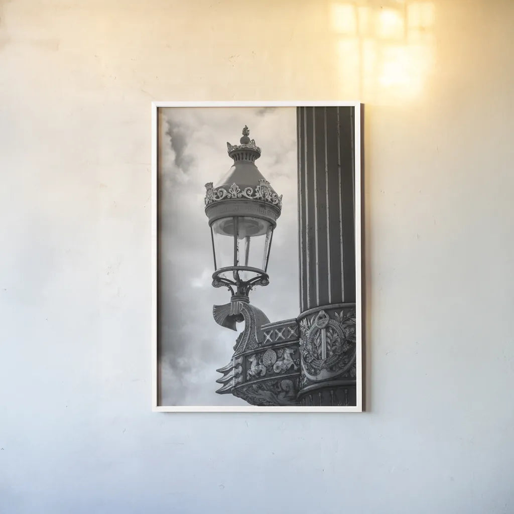 Paris Architecture III by Deborah Revell. shown as a paper print in a white frame. Available as a archival giclee rolled canvas, fine art paper, or poster print. SKU 93488h.