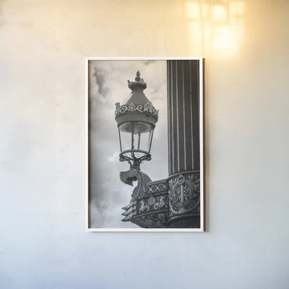 Paris Architecture III by Deborah Revell. shown as a paper print in a white frame. Available as a archival giclee rolled canvas, fine art paper, or poster print. SKU 93488h.