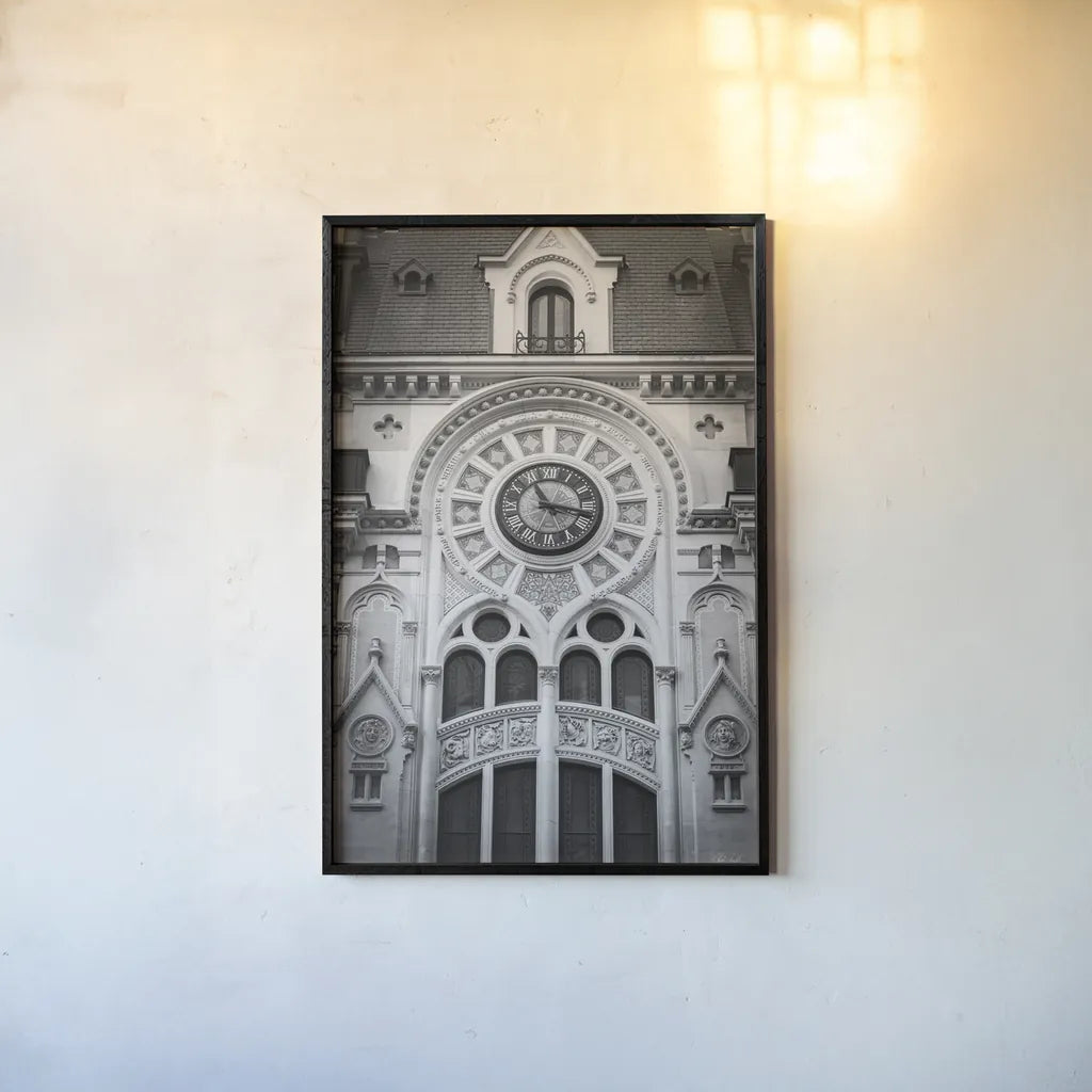 Paris Architecture V by Deborah Revell. shown as a paper print in a black flame. Available as a archival giclee rolled canvas, fine art paper, or poster print. SKU 93490h.