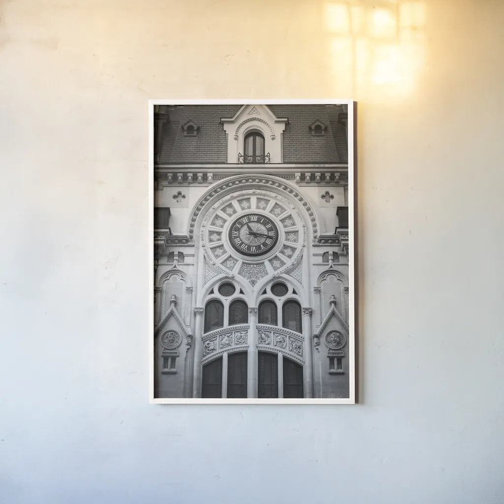 Paris Architecture V by Deborah Revell. shown as a paper print in a white frame. Available as a archival giclee rolled canvas, fine art paper, or poster print. SKU 93490h.