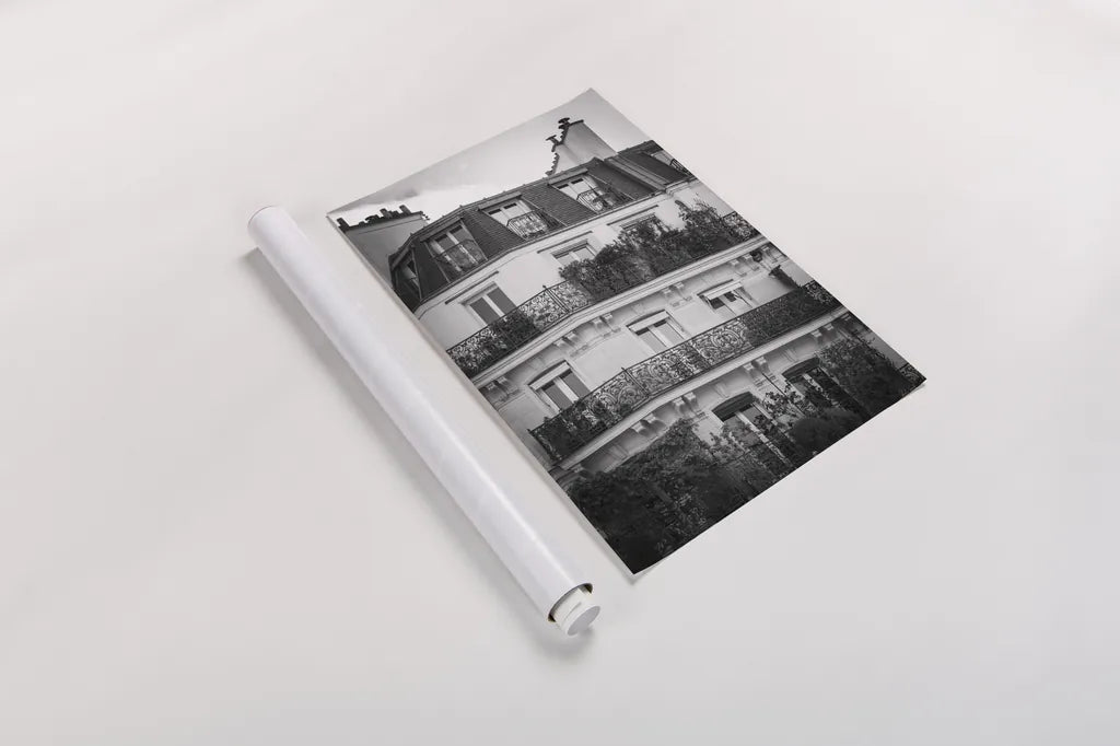 Paris Architecture VI by Deborah Revell. shown as a rolled paper print. Available as archival giclee rolled canvas, fine art paper, or poster print. SKU 93491h.