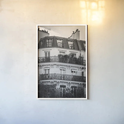 Paris Architecture VI by Deborah Revell. shown as a paper print in a white frame. Available as a archival giclee rolled canvas, fine art paper, or poster print. SKU 93491h.
