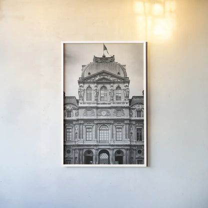 Paris Architecture VII by Deborah Revell. shown as a paper print in a white frame. Available as a archival giclee rolled canvas, fine art paper, or poster print. SKU 93492h.