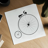 Penny Farthing by Deborah Revell. Shown as a detailed flat fine art print, highlighting archival giclee quality. Available as an archival giclee rolled canvas, fine art paper, or poster print. SKU 92265a.
