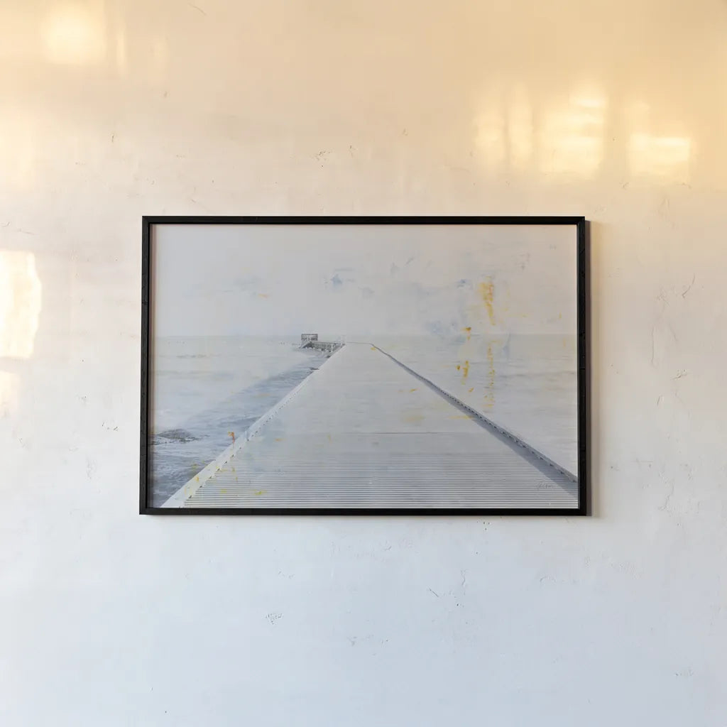 Pier I by Deborah Revell. shown as a paper print in a black flame. Available as a archival giclee rolled canvas, fine art paper, or poster print. SKU 91624i.
