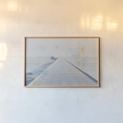 Pier I by Deborah Revell. shown as a paper print in a natural frame. Available as a archival giclee rolled canvas, fine art paper, or poster print. SKU 91624i.