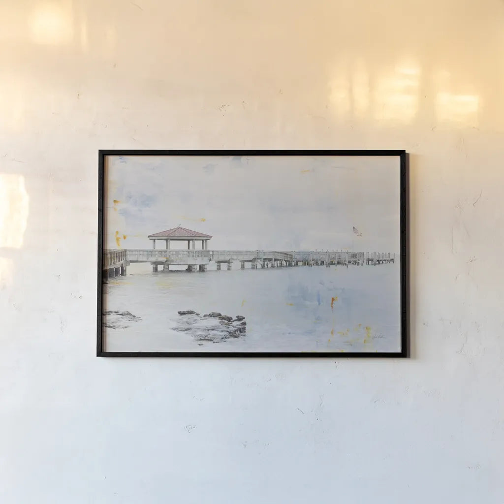 Pier II by Deborah Revell. shown as a paper print in a black flame. Available as a archival giclee rolled canvas, fine art paper, or poster print. SKU 91625i.