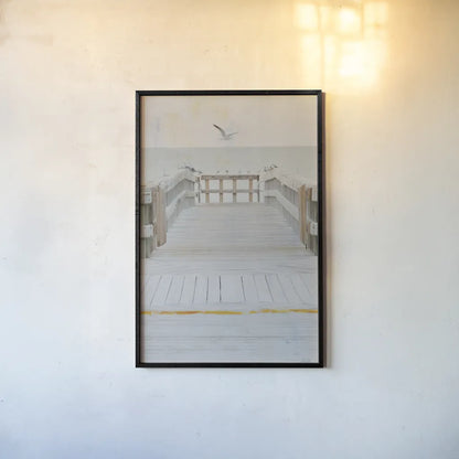 Pier IV by Deborah Revell. shown as a paper print in a black flame. Available as a archival giclee rolled canvas, fine art paper, or poster print. SKU 91627h.