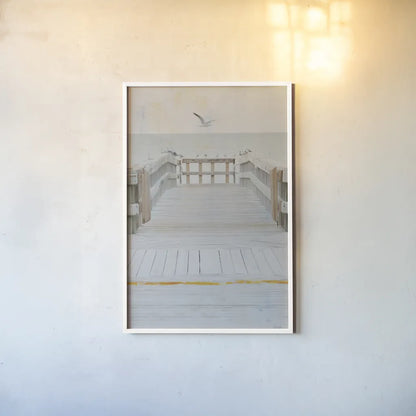 Pier IV by Deborah Revell. shown as a paper print in a white frame. Available as a archival giclee rolled canvas, fine art paper, or poster print. SKU 91627h.
