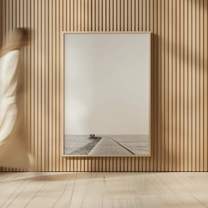 Pier V Sepia by Deborah Revell. shown as over sized large wall art. Available as an archival giclee rolled canvas, fine art paper, or poster print. SKU 95312h.