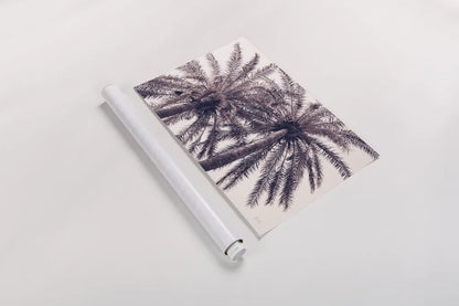 Pink Palms Horizontal by Deborah Revell. shown as a rolled paper print. Available as archival giclee rolled canvas, fine art paper, or poster print. SKU 94378i.