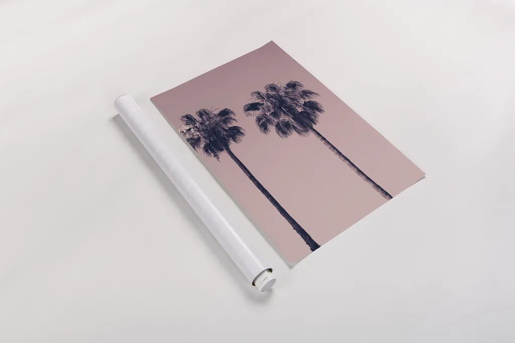 Pink Palms III by Deborah Revell. shown as a rolled paper print. Available as archival giclee rolled canvas, fine art paper, or poster print. SKU 101783h.