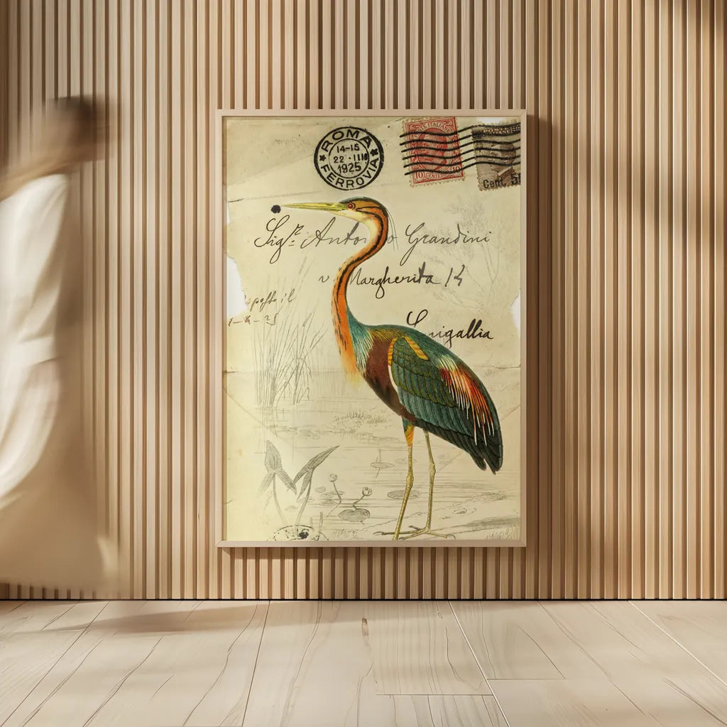 Pretty Bird II by Deborah Revell. shown as over sized large wall art. Available as an archival giclee rolled canvas, fine art paper, or poster print. SKU 92341h.