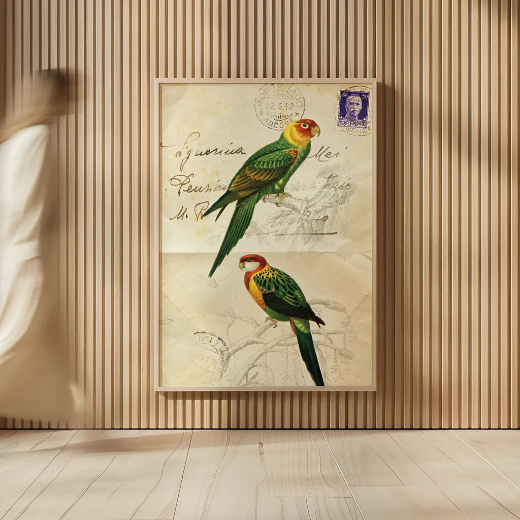 Pretty Bird III by Deborah Revell. shown as over sized large wall art. Available as an archival giclee rolled canvas, fine art paper, or poster print. SKU 92342h.