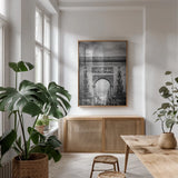 Pretty in Paris I by Deborah Revell. shown as a print in a natural wood frame in a dining room. Available as a archival giclee rolled canvas, fine art paper, or poster print. SKU 93494h.