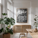 Pretty in Paris IV by Deborah Revell. shown as a print in a natural wood frame in a dining room. Available as a archival giclee rolled canvas, fine art paper, or poster print. SKU 93497h.