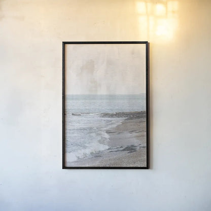 Rain on the Secret Beach by Deborah Revell. shown as a paper print in a black flame. Available as a archival giclee rolled canvas, fine art paper, or poster print. SKU 94134h.