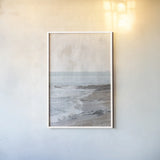 Rain on the Secret Beach by Deborah Revell. shown as a paper print in a white frame. Available as a archival giclee rolled canvas, fine art paper, or poster print. SKU 94134h.