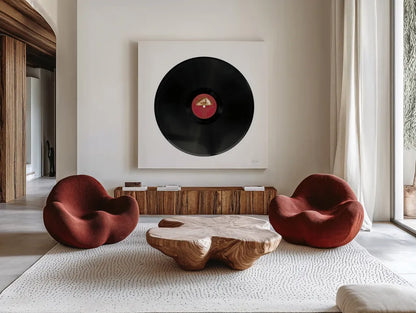Record by Deborah Revell. Shown as extra-large giant wall art in a modern living room. Available as an archival giclee rolled canvas, fine art paper, or poster print. SKU 92068a.