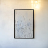 Reeds on the Ley I by Deborah Revell. shown as a paper print in a black flame. Available as a archival giclee rolled canvas, fine art paper, or poster print. SKU 91119h.