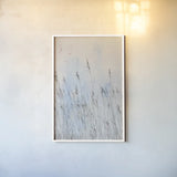 Reeds on the Ley I by Deborah Revell. shown as a paper print in a white frame. Available as a archival giclee rolled canvas, fine art paper, or poster print. SKU 91119h.