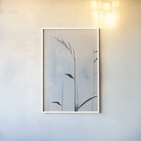 Reeds on the Ley II by Deborah Revell. shown as a paper print in a white frame. Available as a archival giclee rolled canvas, fine art paper, or poster print. SKU 91120h.