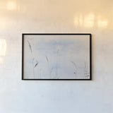 Reeds on the Ley III by Deborah Revell. shown as a paper print in a black flame. Available as a archival giclee rolled canvas, fine art paper, or poster print. SKU 91121i.