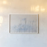 Reeds on the Ley V by Deborah Revell. shown as a paper print in a white frame. Available as a archival giclee rolled canvas, fine art paper, or poster print. SKU 91123i.