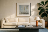Rushes I by Deborah Revell. Displayed in a glass frame with matte in a clean modern living room. Available as an archival giclee rolled canvas, fine art paper, or poster print. SKU 91117a.