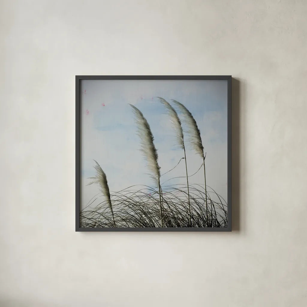 Rushes II by Deborah Revell. Shown in a sleek black glass frame for a contemporary gallery look. Available as an archival giclee rolled canvas, fine art paper, or poster print. SKU 91118a.